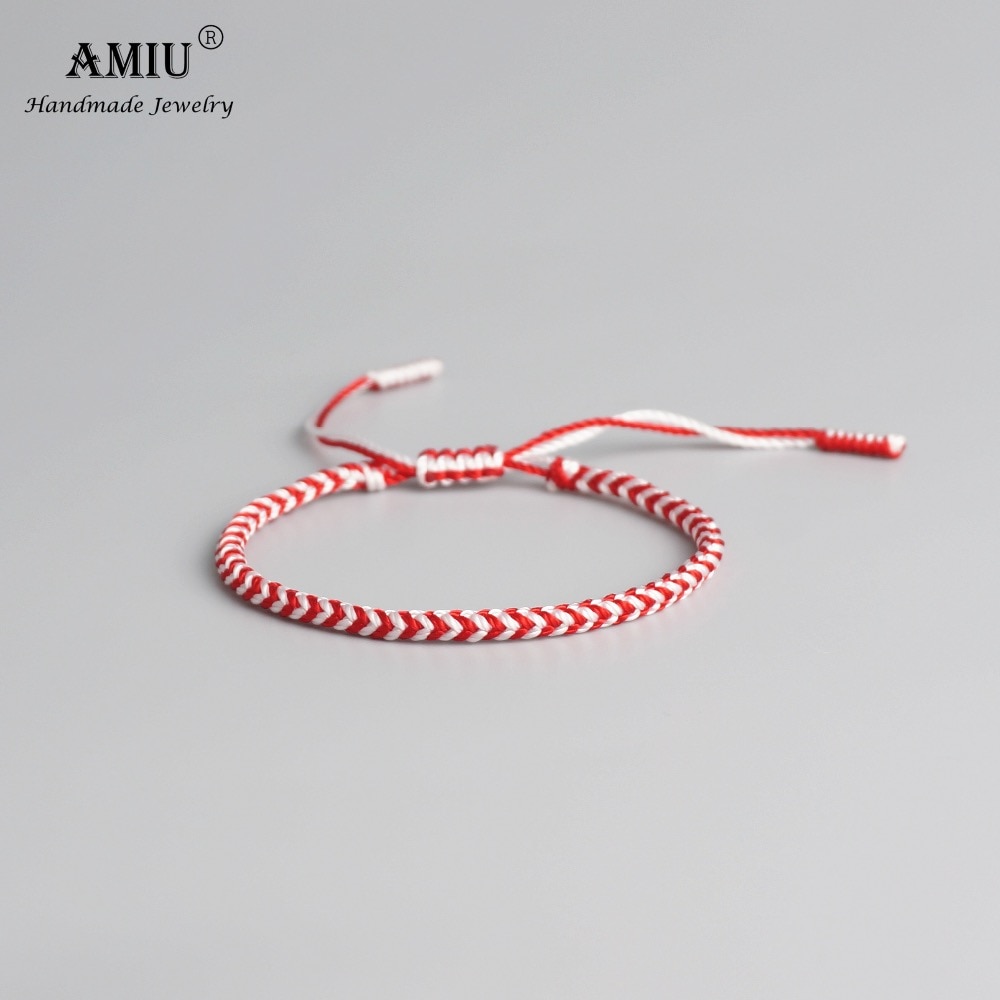 AMIU Tibetischen Buddhistischen Glück Seide Gewebt Tibetischen Armbänder & Armreifen Für Frauen Männer Handgemachte Knoten Deongare Seil Wünschen Armbinde