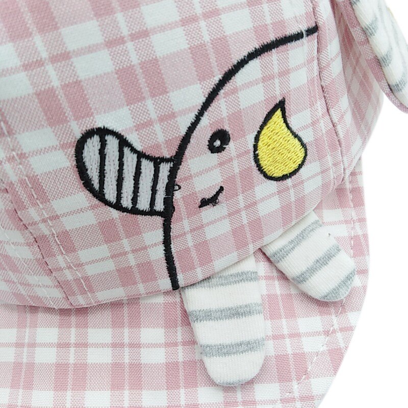 Toddler Fastener Tape Adjustable Ball Hat Baby Boys Girls Baseball Cap Cotton Breathable Plaid Cartoon Print Hats 4Colors