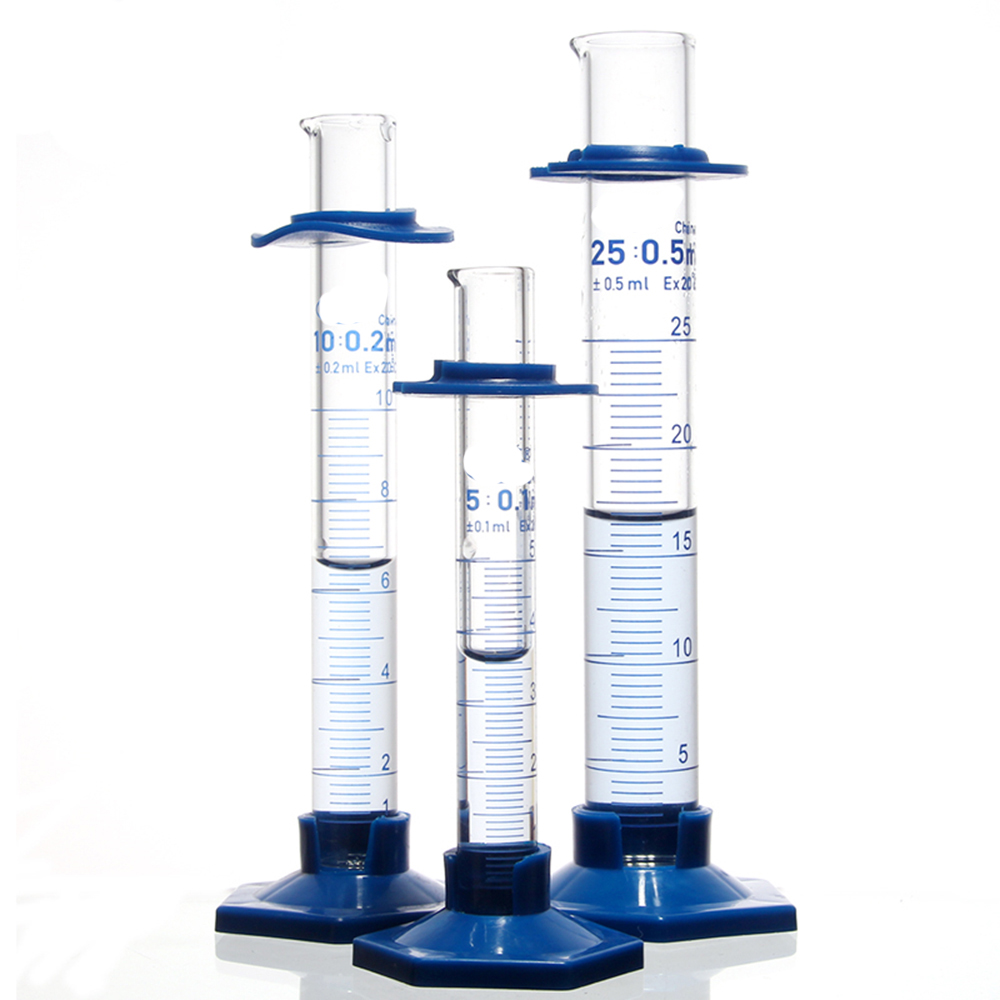 10mL Measuring Cylinder with Spout and Graduation with Plastic Heagon Base Laboratory Chemistry Equipment