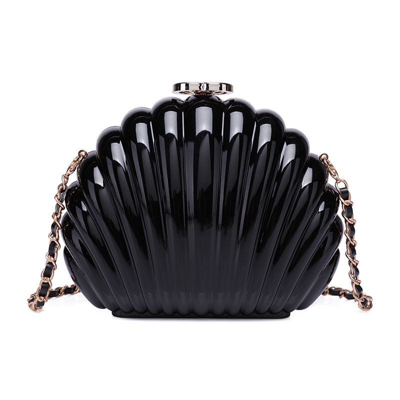 Novo acrílico querida rosa branco concha saco moda festa pérola saco pvc duro à prova dhard água bolsa de ombro senhora pequena maquiagem embreagem: 3