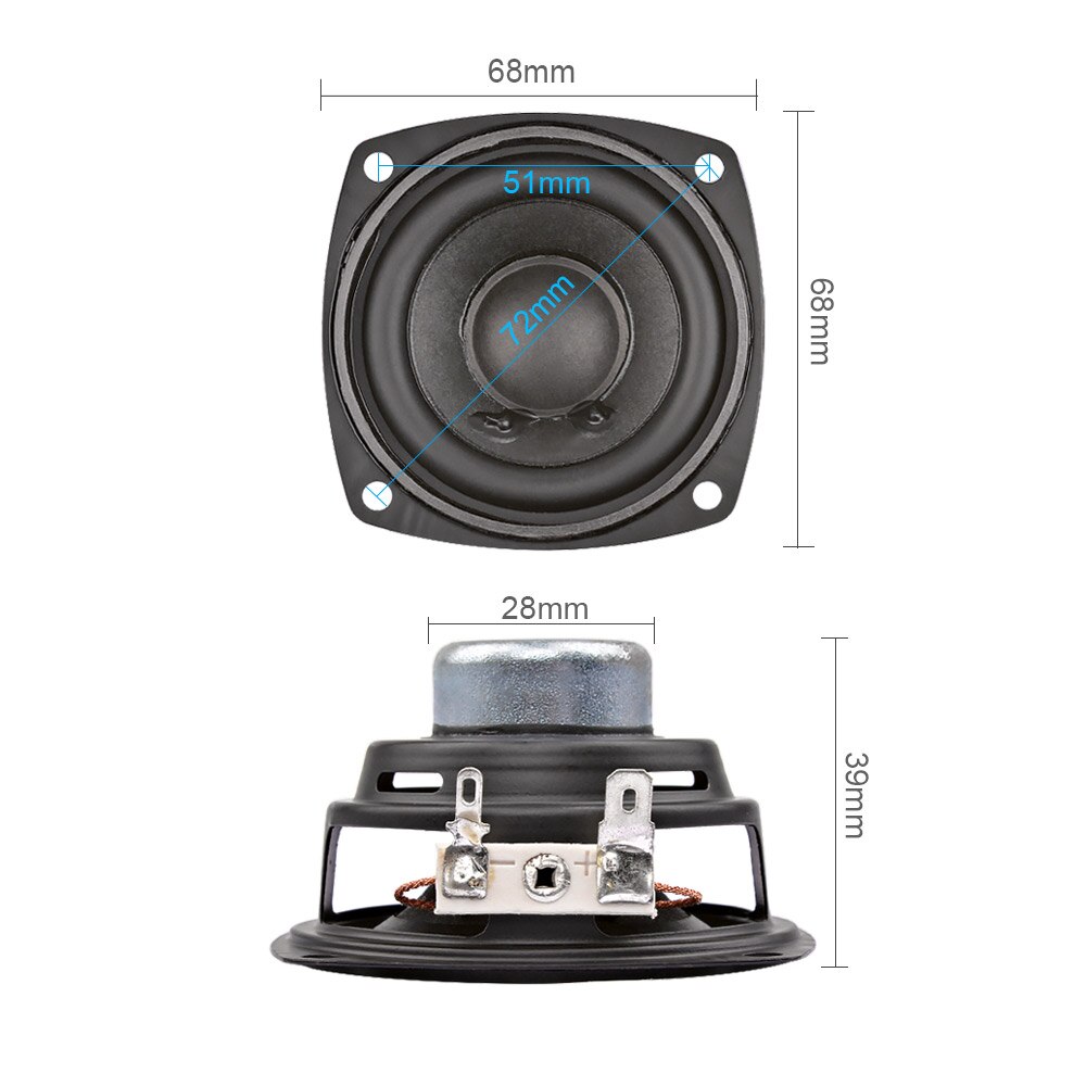 Alto-falante aiyima portátil, 2 peças, 2.5 centímetros, 4ohm, 10w, 66mm, alcance completo, áudio, baixo, multimídia, ímã