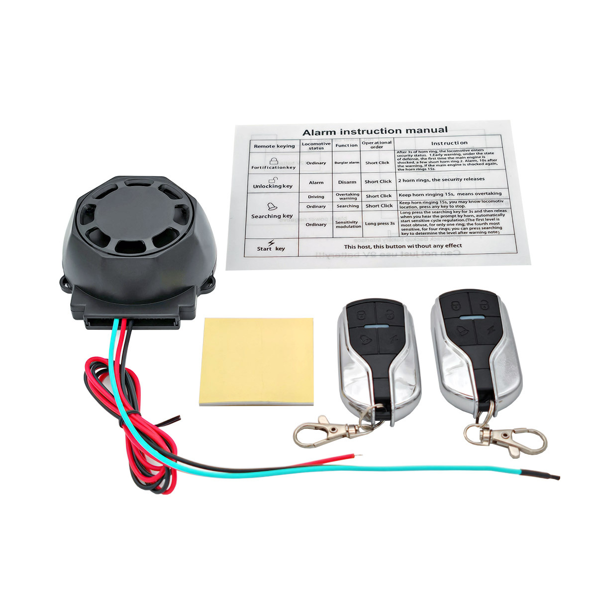 Motorcycle burglar alarm 12V universal vibration alarm system is simple to install a variety of fixed methods: Default Title