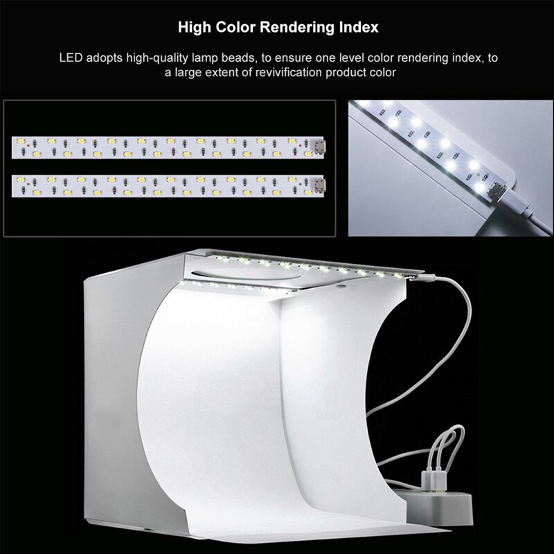 Caja de luz plegable portátil para estudio de fotografía, caja suave de luz LED para foto, Fondo de cámara de fotos para iphone DSLR