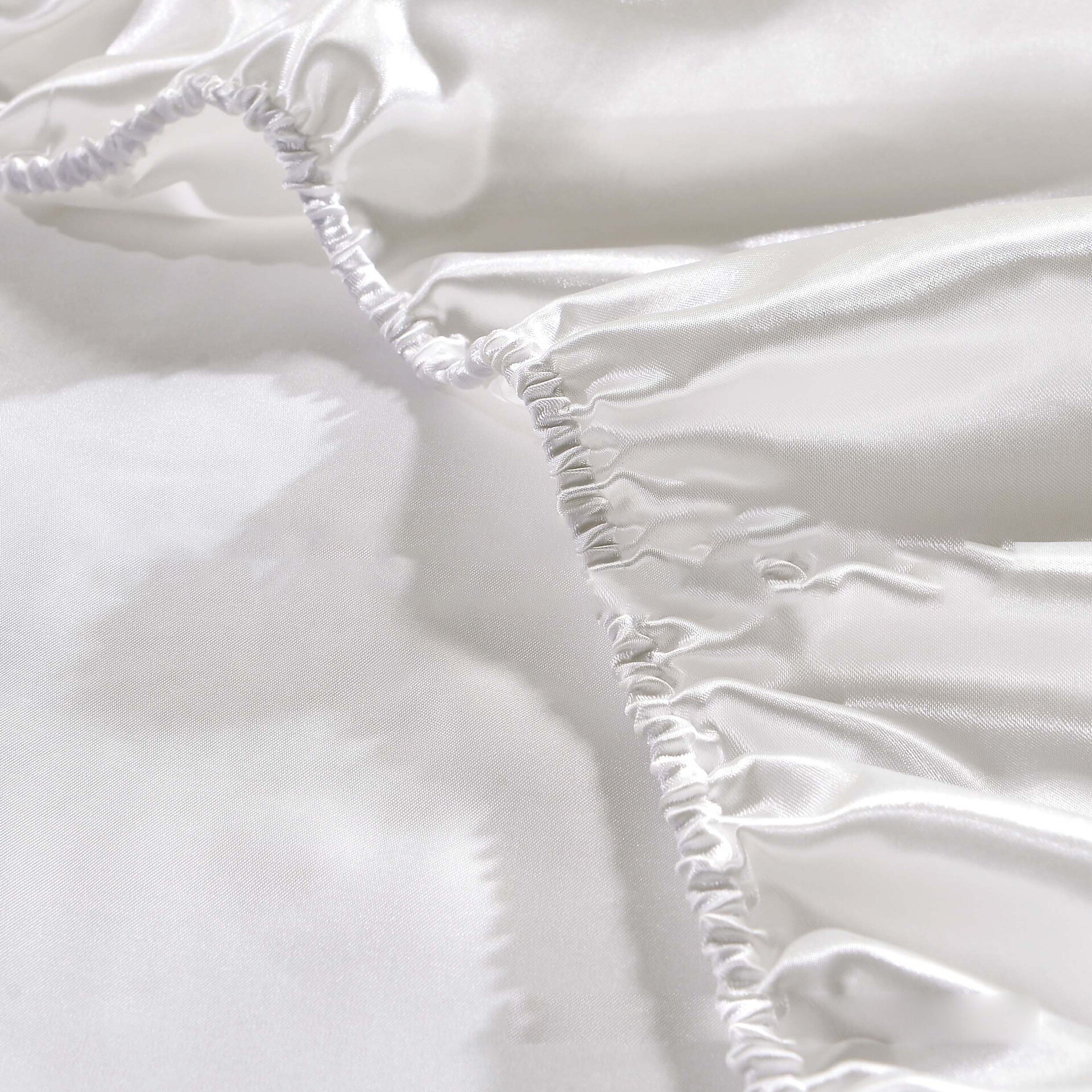 Sateng silke tilpasset laken på elastisk ensfarget madrassbeskytter laken på elastisk bånd drap house de matela queen king: Hvit