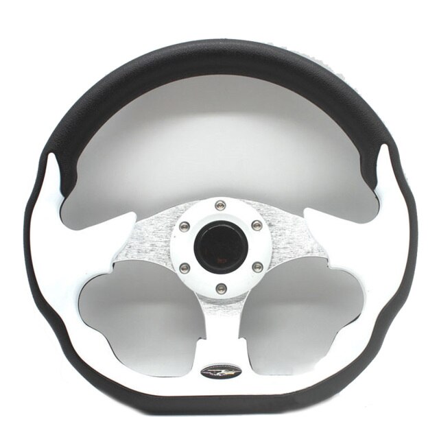 13in Golf Steering Wheel Aluminum + Carbon Fiber Sports Style For EZGO/CLUB CAR DS/YMH/CLUB CAR PRECEDENT Golf Cart Replacement: White