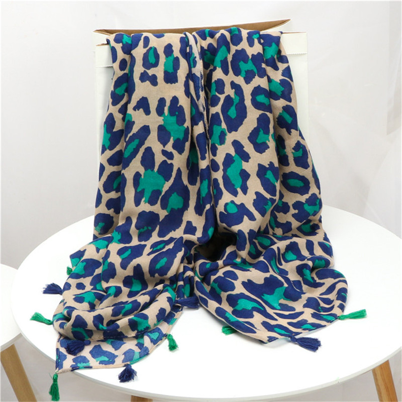 2022 kvinder mærke leopard prikker kvast viskose sjal tørklæde dame print blød varme omslag pashminas sjaal muslim hijab snood