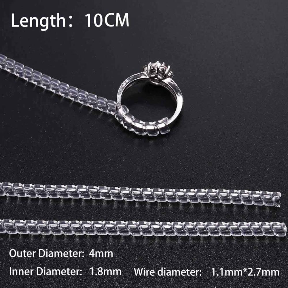 4 unids/lote herramientas de anillo transparente a base de espiral anillo de resorte ajustador de tamaño protector tensor reductor herramienta de redimensionado para joyería: Rojo