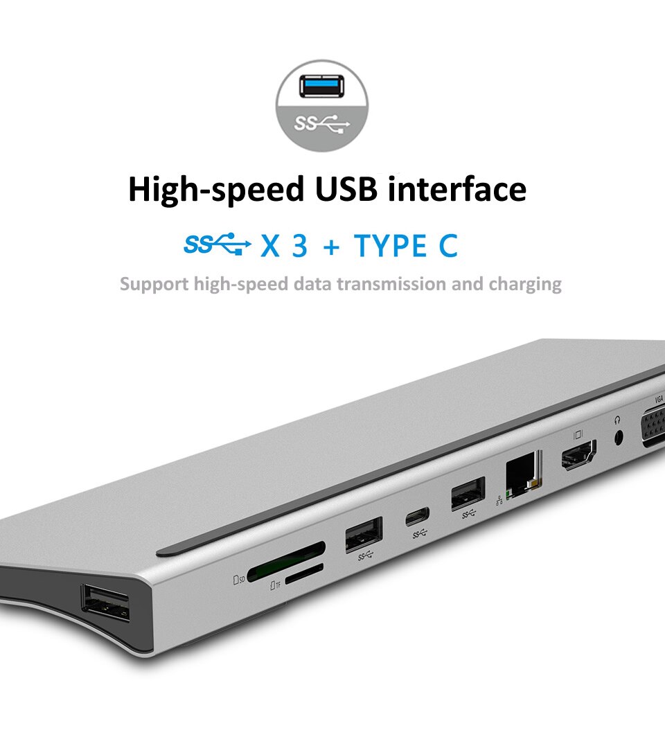 OUTMIX tipi C HUB HDMI USB 3.0 HUB Dock VGA HDMI RJ45 USB adaptörü dönüştürücü PD şarj laptop için thunderbolt 3 USB C HUB