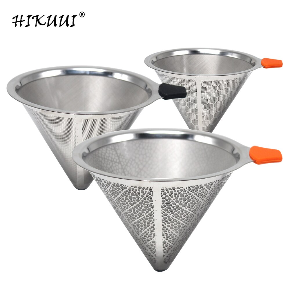 3 Style Coffee Filter Drip Double Layer Mesh Coffee Cone Filter 304(18/8) Stainless Steel Home Kitchen Coffee Making Tool