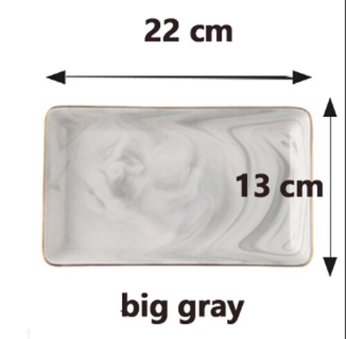 Plateau en marbre doré , assiette en céramique, plat à Dessert, assiette à nourriture, bijoux anneau collier plat salle de bains plateau de rangement de vanité bibelot: gray big