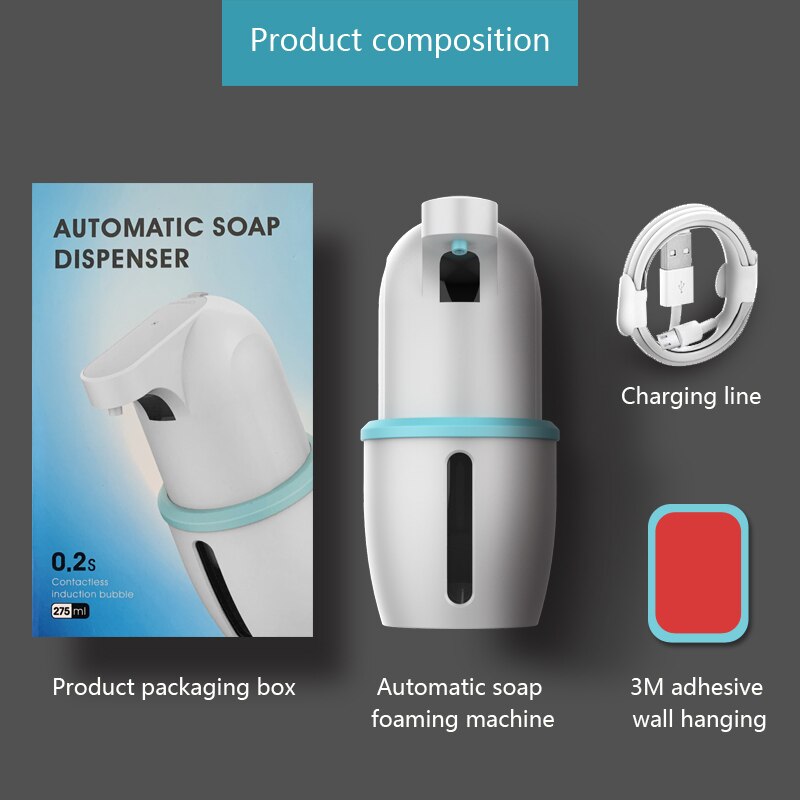 Newest 275ml Soap Dispenser Touchless Automatic Infrared Induction Smart Foam Soap Dispenser USB Charging For Kitchen Bathroom