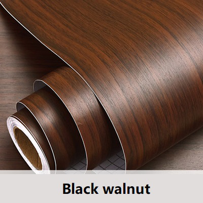 PVC Door Sticker Vinyl Contact Paper Self adhesive Wallpaper for Kitchen Cabinet Waterproof Shelf Liner Home Decor Wall Stickers: Black walnut