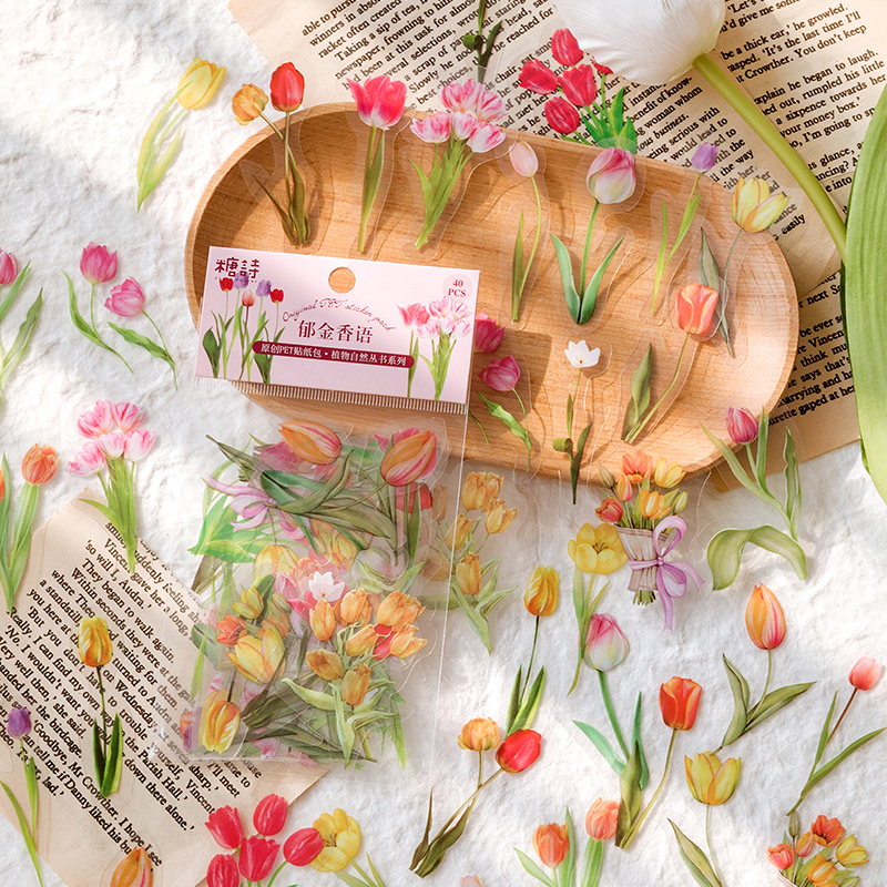 Colección de plantas naturales, pegatinas decorativas de PVC de hojas verdes, etiqueta para álbum de recortes, diario, papelería, álbum, taza para teléfono, planificador diario
