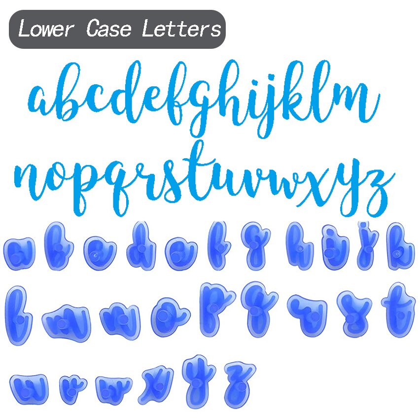 Molde con letras y números del alfabeto para manualidades, herramienta de decoración para pasteles, galletas, galletas, cortador en relieve, Fondant de azúcar: Lower case Letters
