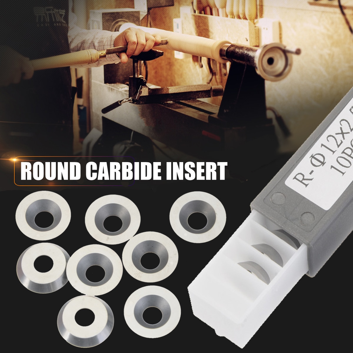 10pcs 1/2" 12mm Round Carbide Cutter Inserts Wood Turning Cutter Tool Ci3 for Wood Turning Woodworking Tools