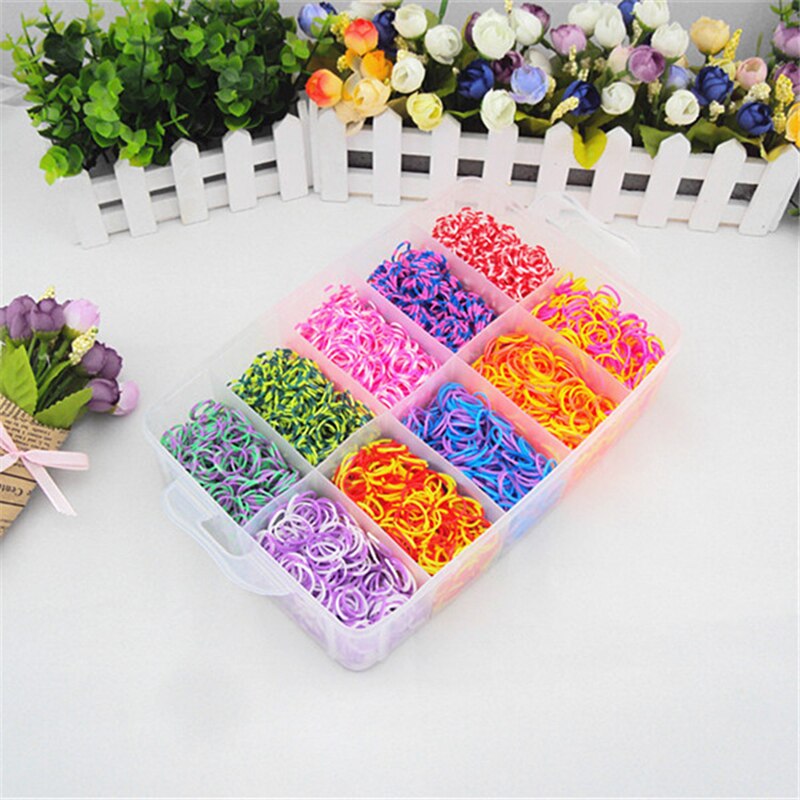4500pcs Rubber Bands DIY Weaving Tool Box Set Elastic Silicone Rubber Band Woven Bracelet Kit Girls Craft Toys