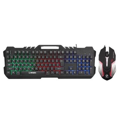 RGB Keyboard With Mouse Set Bracket Metal Mechanical Keyboard Wired Computer UBS Backlit Gaming Mouse Keyboard Suspension Cap: Black keyboard mouse
