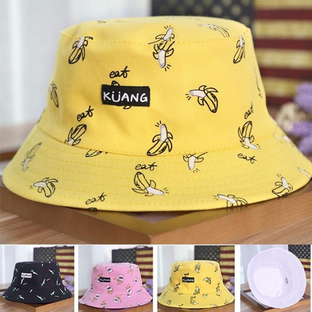 Panama Emmer Hoed Mannen Vrouwen Zomer Emmer Cap Banana Print Gele Hoed Bob Hoed Hip Hop Gorros Vissen Visser Hoed