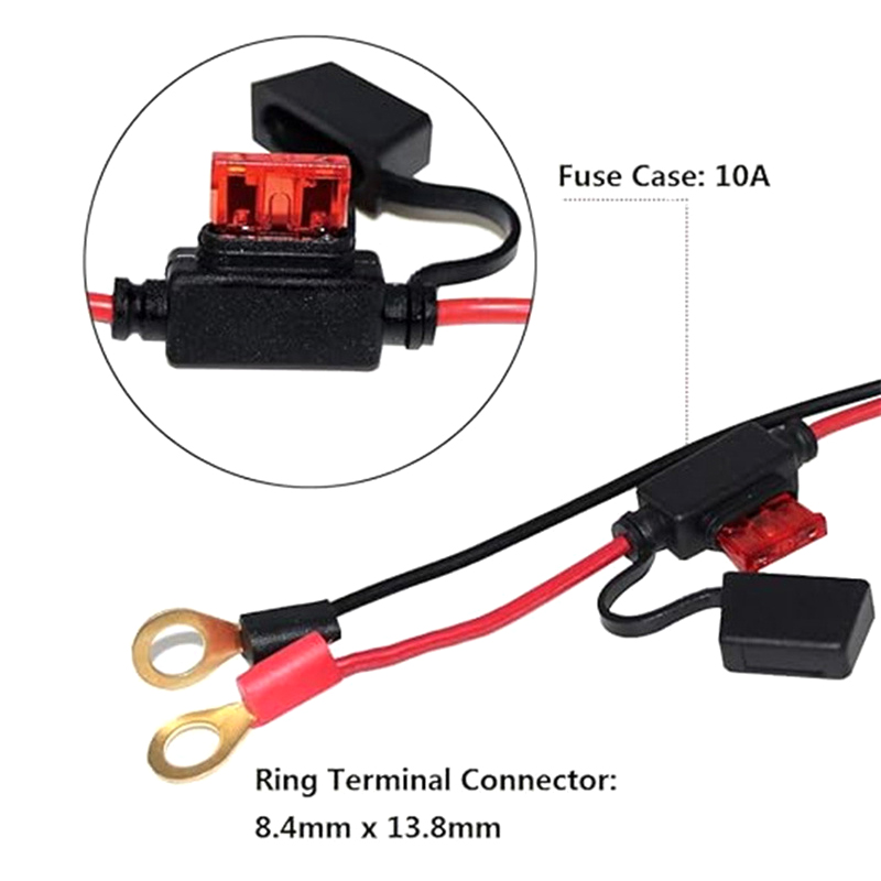 12V Charger Cable For Motorcycle Battery Terminal To SAE Quick Extension Cord Cable Connector For Battery Charger/Maintainer
