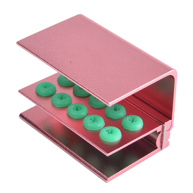 Dental Bur Box Burs Holder 10/16 Holes With Silicon For FG RA Bur : Pink