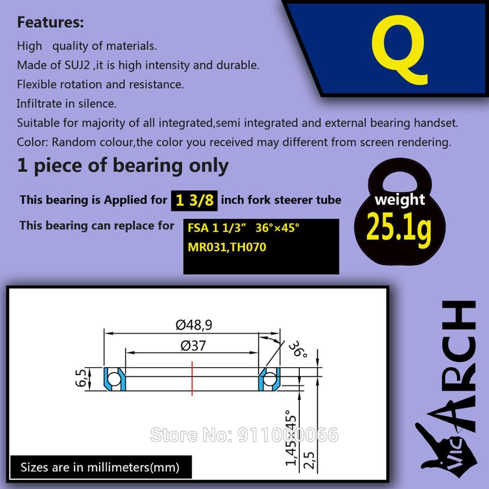 vicarch Bearing Road Bike MTB Headset 1 3/8"Bearing Bicycle 46.9/48/ 48.9/49mm for 1.375inch 36.8fork steerer MR137 MH-p21 mr031: 48.9X37H6.5X36X45