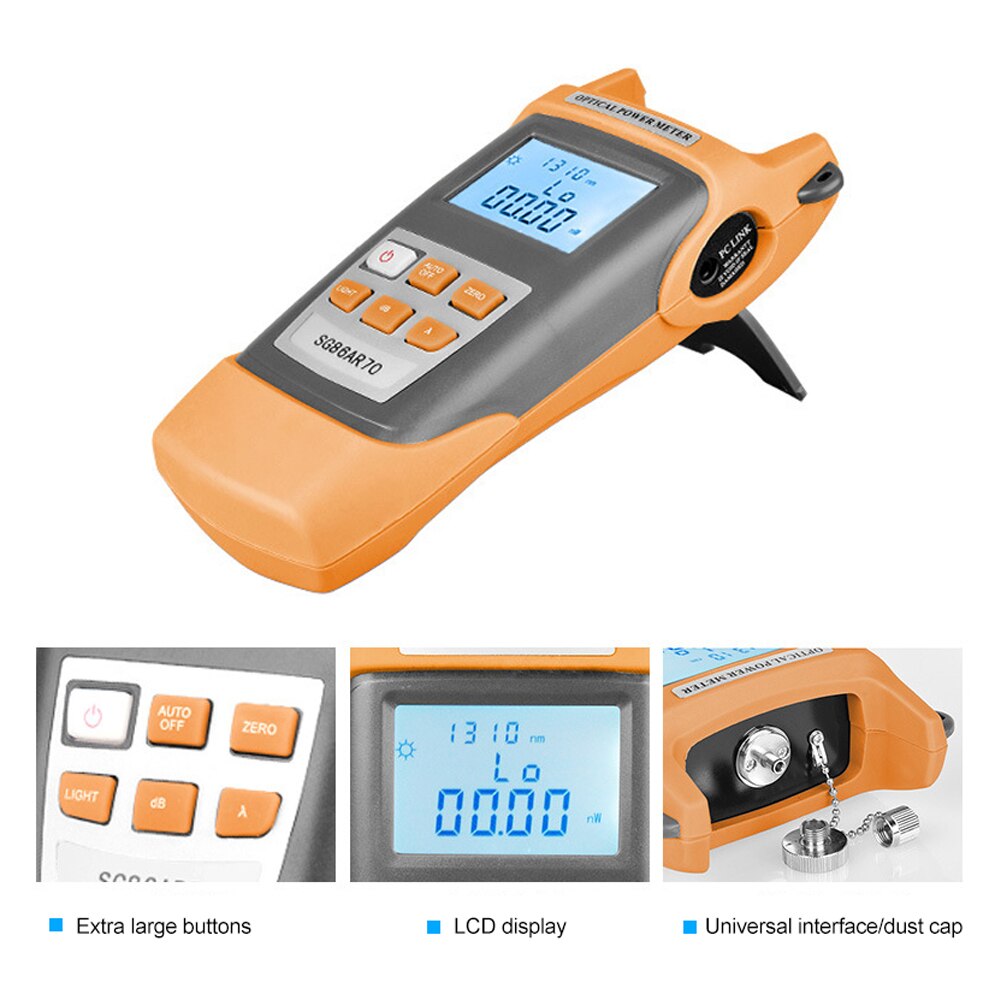 Draagbare Lcd-scherm Handheld Optische Power Meter 7 Testen W-Ave Lengte-70 ~ + 3dBm Fiber optische Tester Utility Tool