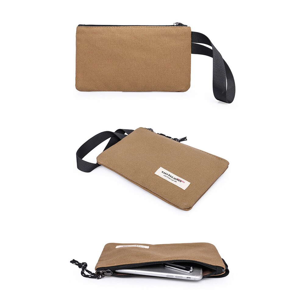 Man Casual Pouch Kleine Mode Eenvoudige Canvas Rits Telefoon Houder Clutch Envelop Tas Veelzijdige & Duurzaam Hoge Capaciteit Kleine