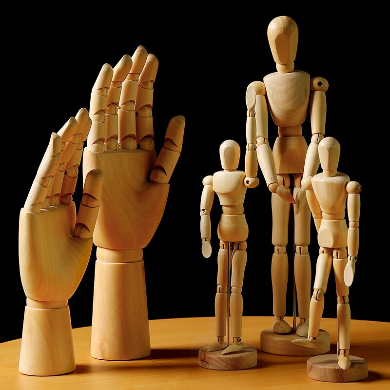 Holz Mannequin Hand Zeichnung Skizze Modell Puppe Mit Stand Beweglichen Gliedmaßen Menschliches Künstler Modell Hause Figuren Miniaturen Dekor