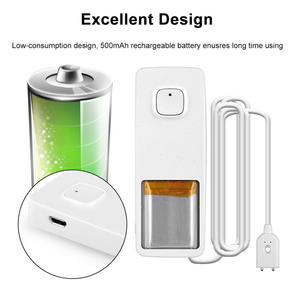 WIFI Water Leak Sensor Water Leakage Intrusion Detector Alert Water Level Overflow Alarm Tuya Smart Life App Remote Control