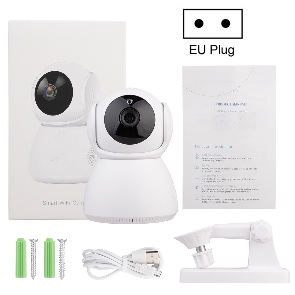 Ir nattesyn smart baby monitor kamera hjemme sikkerhed ip kamera trådløs wifi kamera wi-fi cctv overvågning 720p: Eu-stik