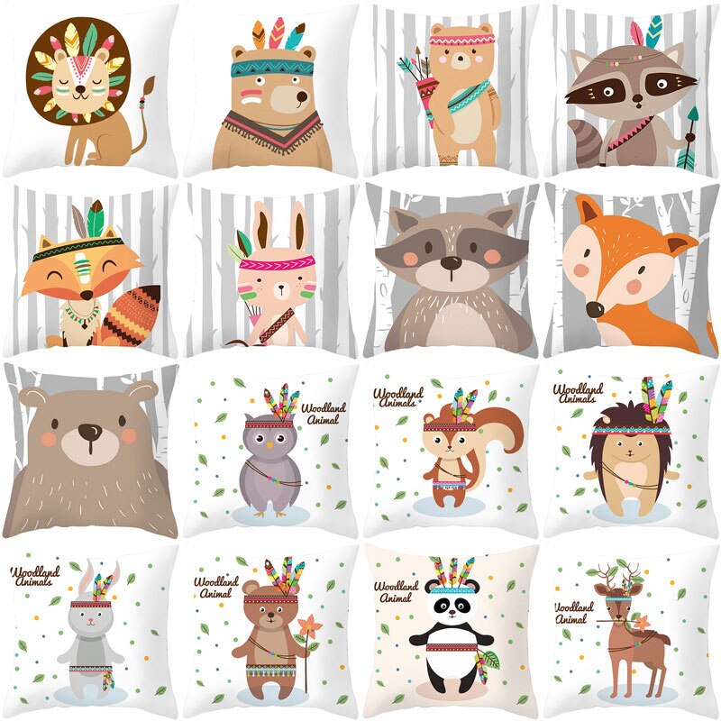 Kids Slaapkamer Leuke Animal Cartoon Huisdier Boog Kussensloop Perzik Huid Fluwelen Kussenhoes Sofa Kussen Cover Home Decor Kussen Case