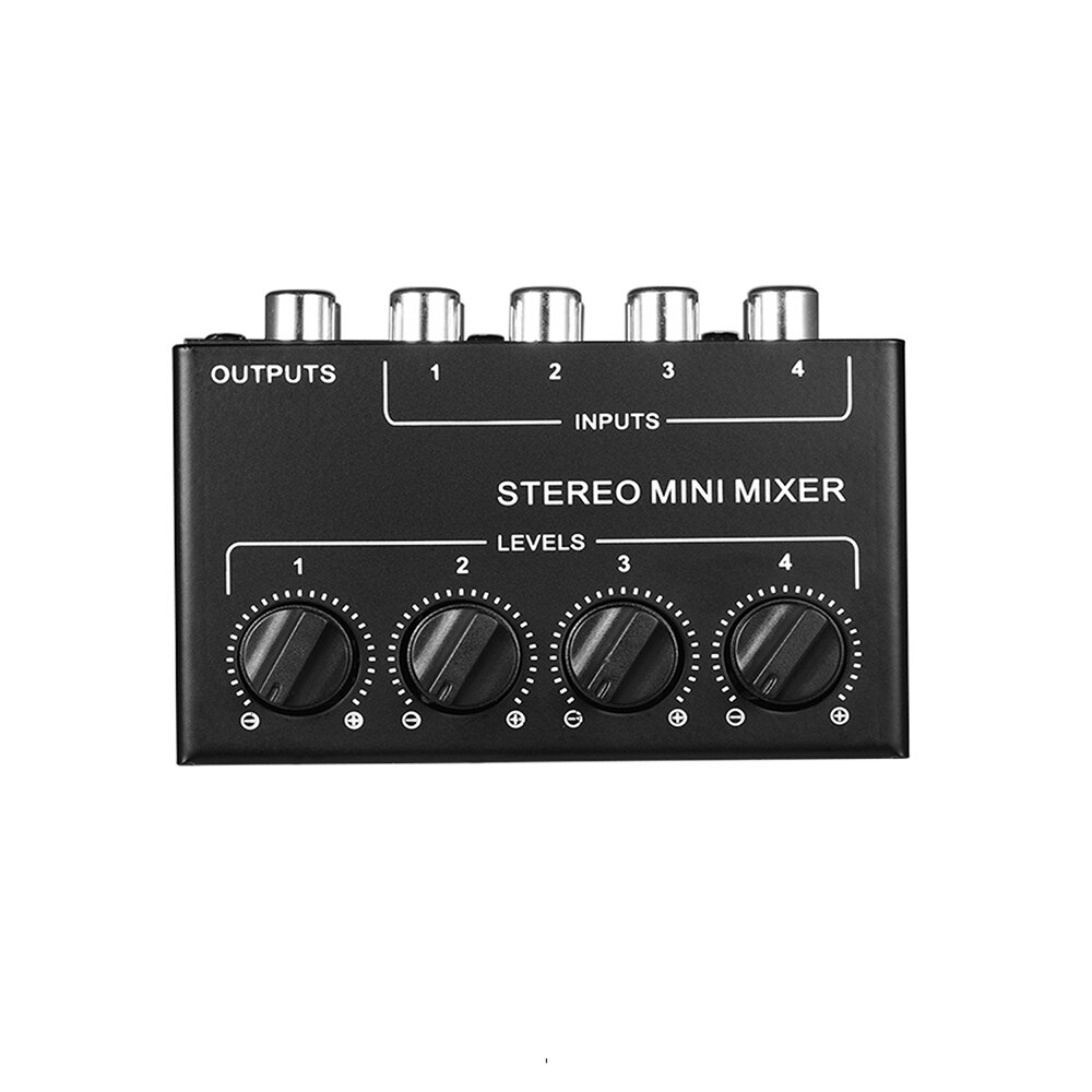 CX400 Mini Stereo Audio Mixer 4-Channel RCA Iputs Separate Volume Controls Portable Mixer Stereo Dispenser for Live and Studio