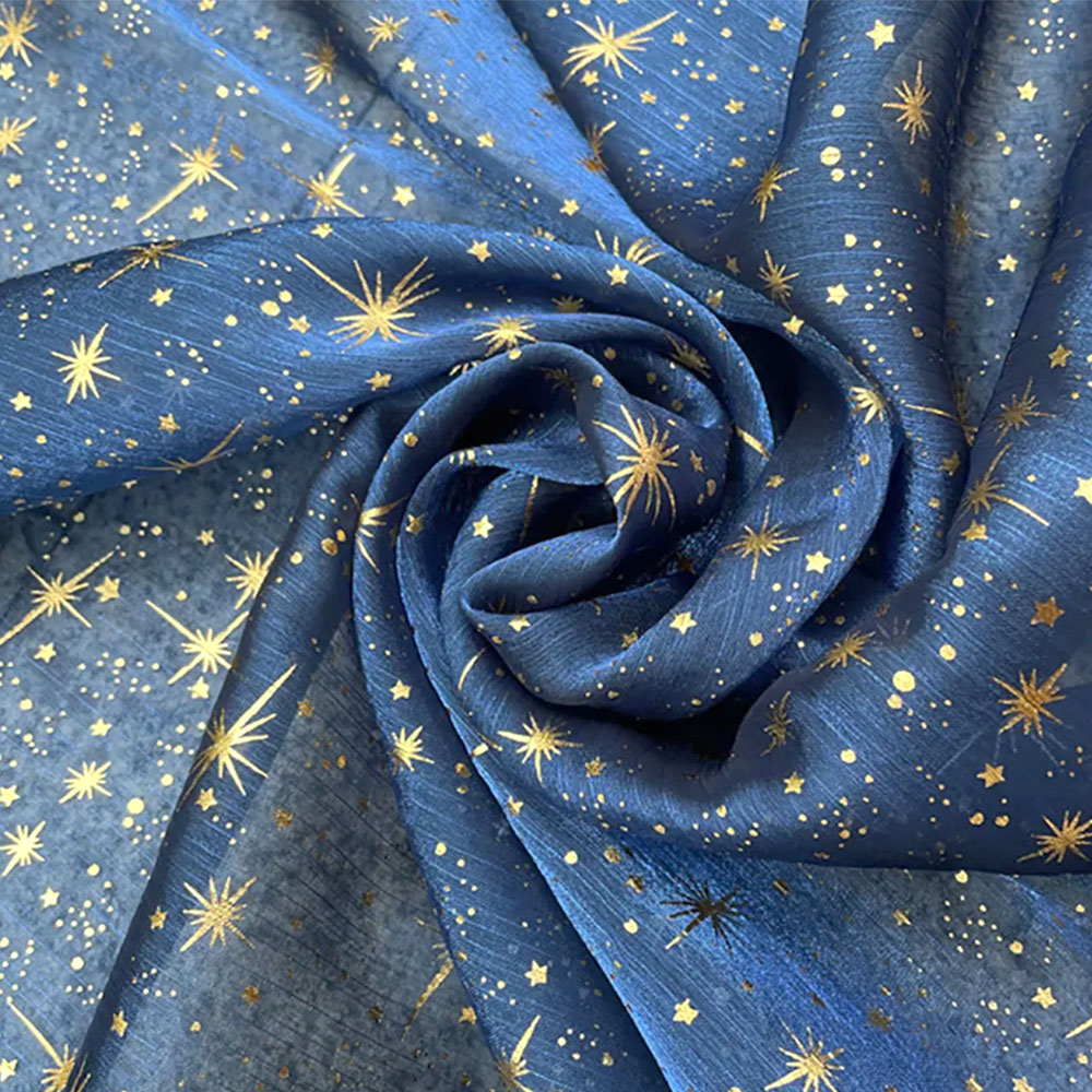 Tela de Organza con purpurina brillante, bronce, estrella, Luna, crepé dorado, tul, manualidades de costura, vestido, camisa de manga grande, materiales exteriores: Rojo