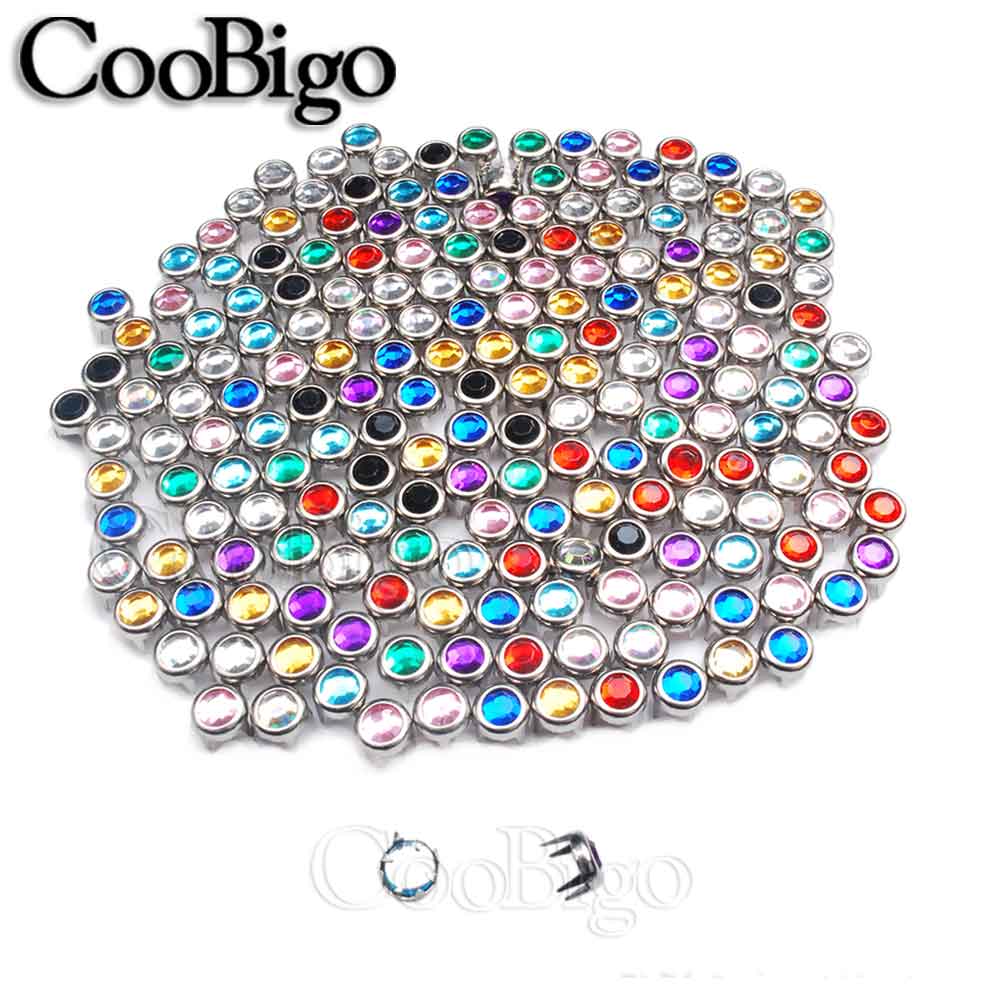 100 Stück 6 mm Strass-Kristallnieten, runde Nieten, Punk-DIY-Nagelköpfe für Kleidung, Schuhe, Taschen, Hut, Ledergürtel, Spikes: Gold
