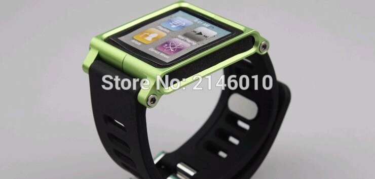 Bracelet de montre multi-touch Kit Bracelet de poignet pour iPod Nano 6 6th 6g boîtier en aluminium en métal: Green