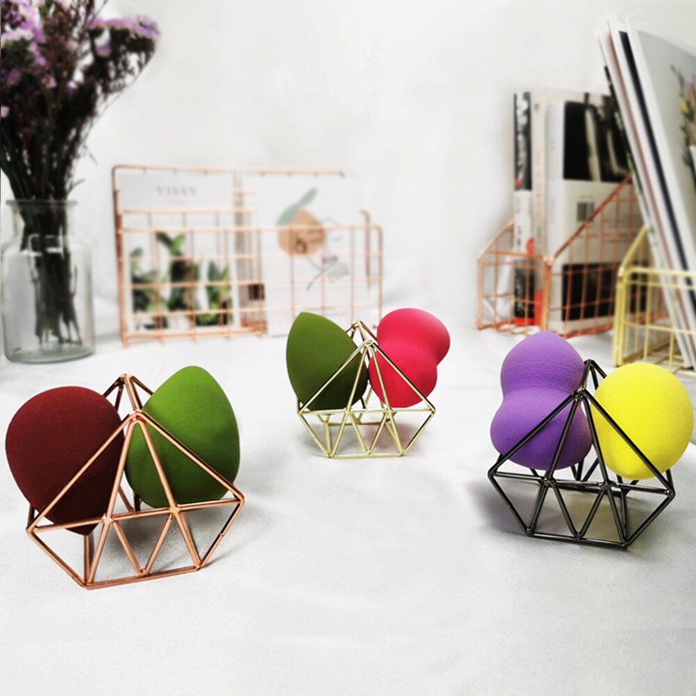 Hit diamantvormige metalen beugel make-up puff rek cosmetische houder blender display standaard legering droogkracht make-up spons gereedschap