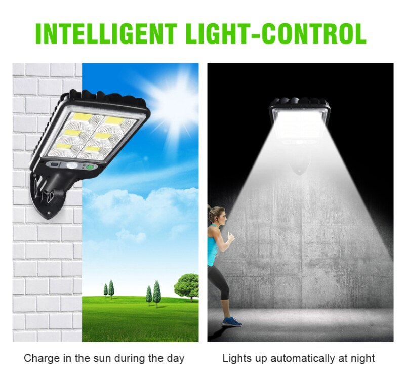 LED Solar Street Wall Light Waterproof PIR Motion Sensor Dimmable Lamp COB Outdoor Garden Industrial Square Highway Road Lamp