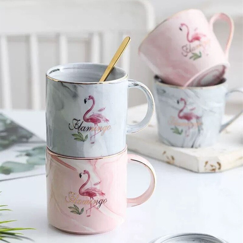 Taza grande de cerámica para café y oficina, tazas de porcelana con flamencos, té, 200-400ML
