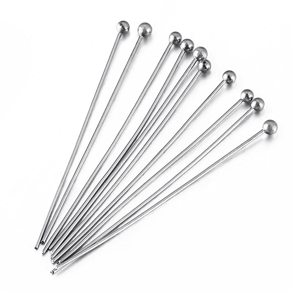 100pcs Stainless Steel Ball Head Pins for DIY Jewelry Making 12-40mm Head Pins Needlework Handmade Components Findings