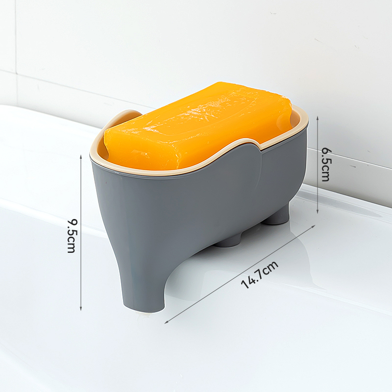 Soap Box Double Layer Cute Elephant Bathroom Accessories Home Decorative Children Students Waterproof Drain Rack