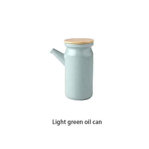 Ceramic Spice Rack Salt Shaker And Pepper Shaker Oil Bottle Set Kitchen Household Supplies For Spices Storage Jar With Cover: Light green B