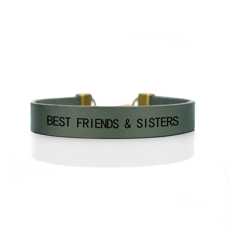 Bedste venner & søstre vintage læder indgraverede armbånd bff fødselsdag idé til hendes venskab til sjæl søster