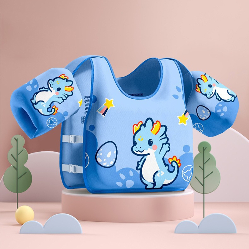 Baby Girls Boys Swimwear Non-inflatable Baby Float Arm Sleeve Floating Buoyancy Vest Kid Swimming Equipment Armbands: Blue