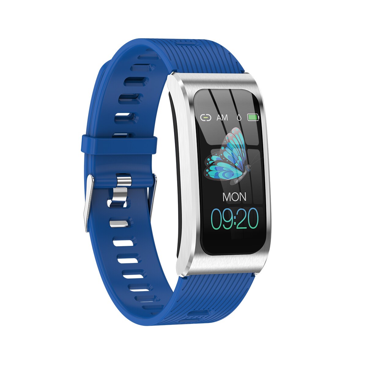 Smart armbånd  ak12 mænd kvinder pulsbånd søvn monitor blodtryk fitness tracker vandtæt farve skærm sportsur: Silica rem blå