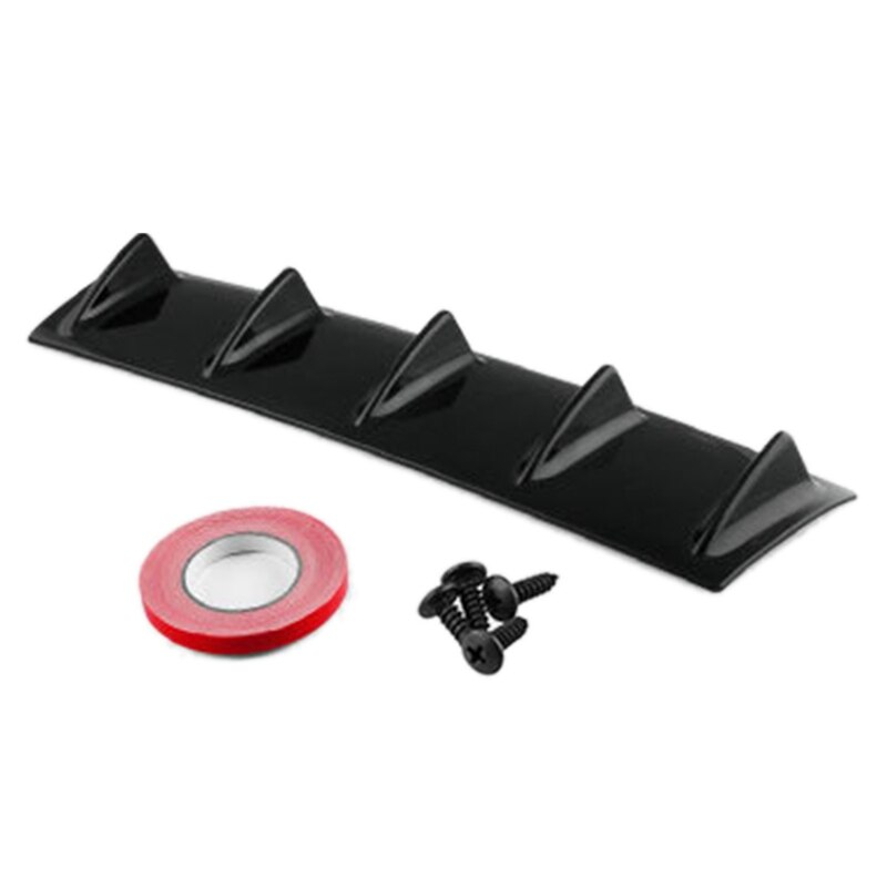 Diffuseur de lèvre de pare-chocs arrière universel de Style 58.4x15.2Cm 5 aileron brillant noir Abs diffuseur de voiture aileron Style requin: Default Title