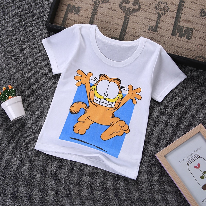 2020 novo verão das crianças de manga curta camiseta dos desenhos animados do bebê menino t camisa qualidade algodão crianças roupas tshirt meninas topos: cat / 4 T