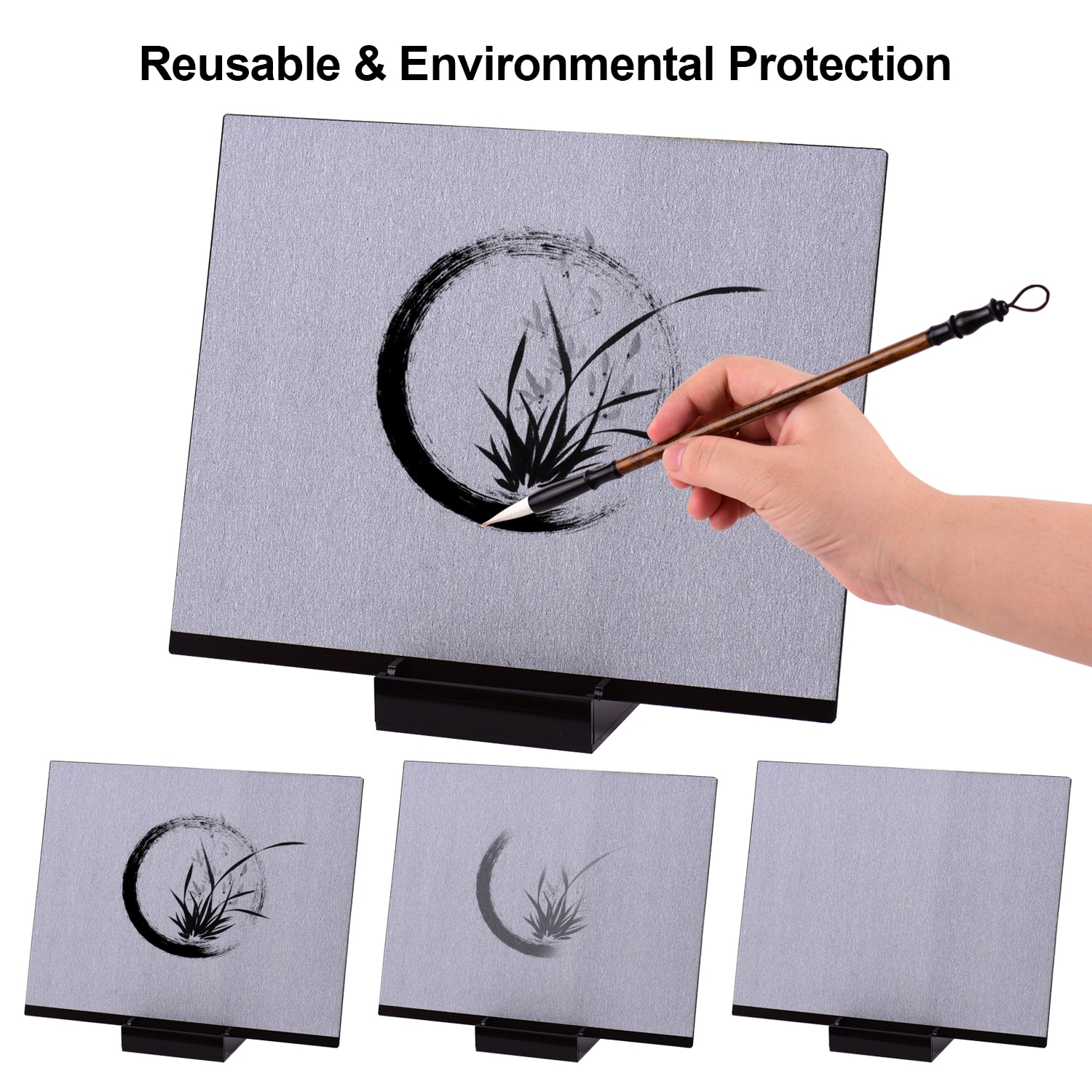 Reusable Artist Board Buddha Board Paint with Water Brush & Stand Release Pressure Relaxation Meditation Art Mindfulness