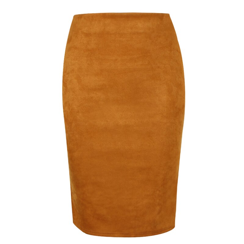Faldas de mujer, falda de tubo de Color sólido de gamuza, faldas elásticas gruesas con abertura de gamuza Vintage ceñidas de cintura alta para Otoño e Invierno