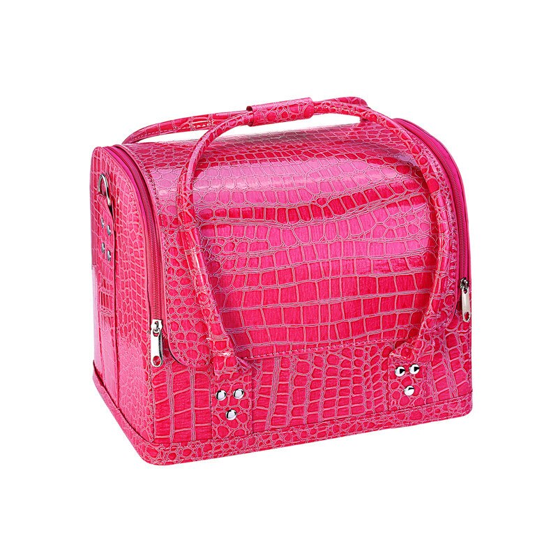 Pu läder kosmetisk låda kvinnor flera lager nagelkonst sminklådor stor kapacitet sminkpåse toalettartiklar