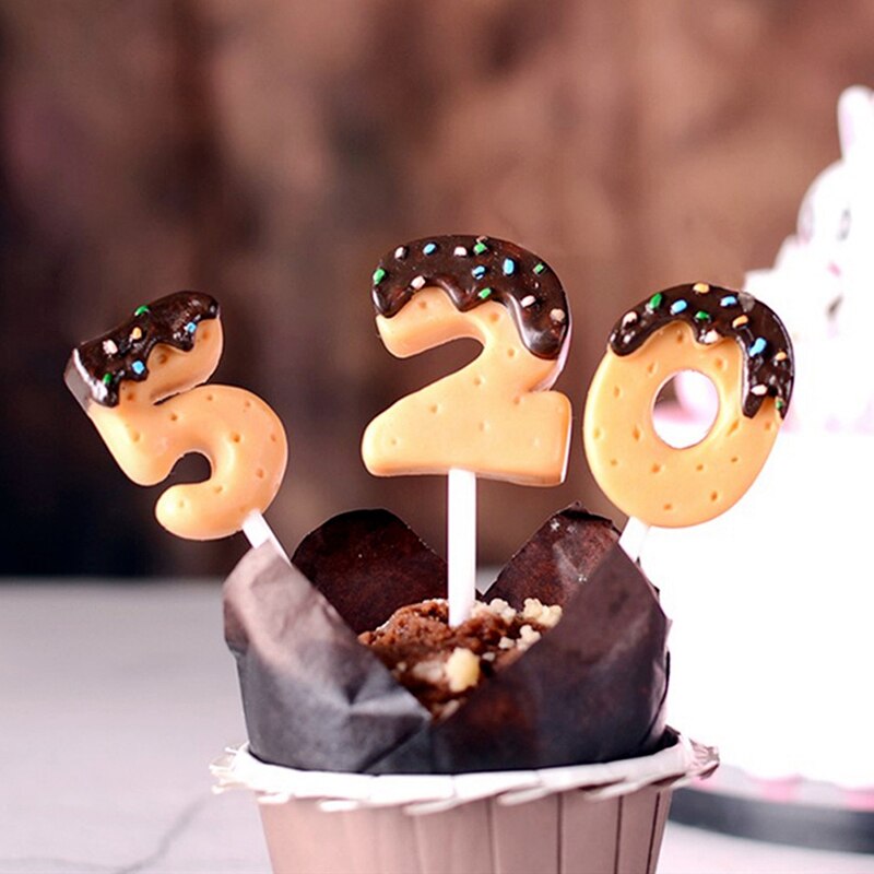Candelas de cumpleaños con números de galletas y Chocolate para niños, gran imitación, decoración de magdalenas, 11,5 cm, 1 unidad